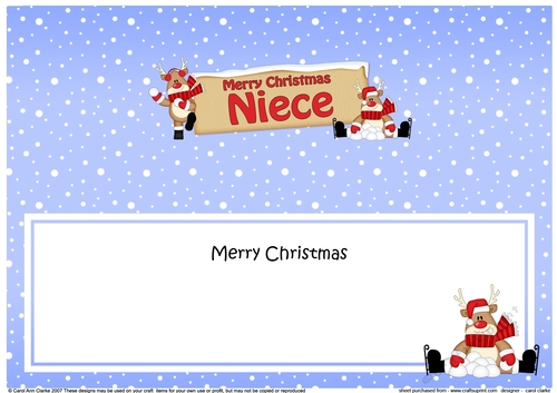 large DL Merry Christmas NIECE with Rudolph insert