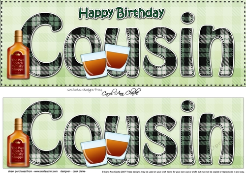 Large DL Happy Birthday COUSIN 3D decoupage