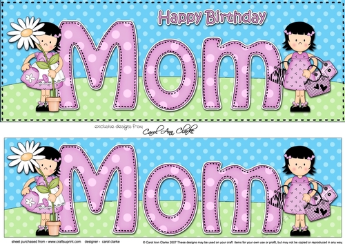 Large DL Happy Birthday MOM 3D decoupage