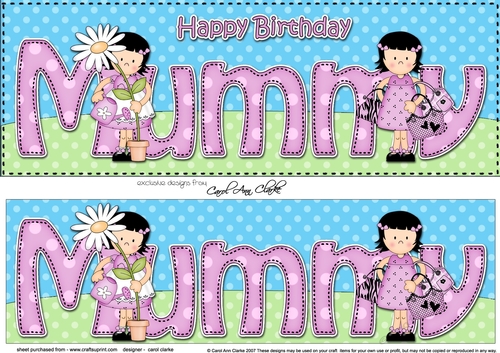 Large DL Happy Birthday MUMMY 3D decoupage