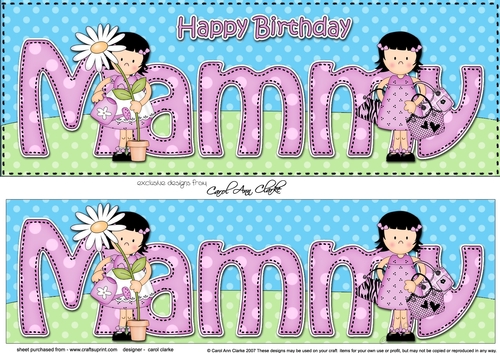 Large DL Happy Birthday MAMMY 3D decoupage