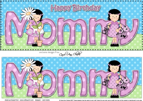 Large DL Happy Birthday MOMMY 3D decoupage