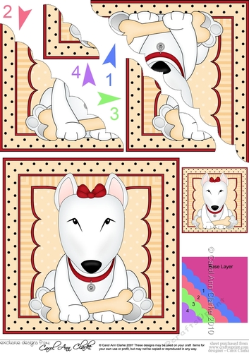 Cute Little English Bull Terrier Dog Scalloped Corner Stacker