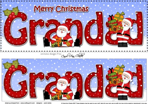 Large DL Merry Christmas GRANDAD 3D decoupage 