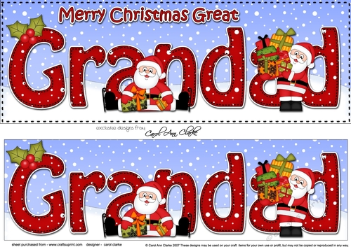 Large DL Merry Christmas GREAT GRANDAD 3D decoupage 