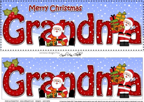Large DL Merry Christmas GRANDMA 3D decoupage 