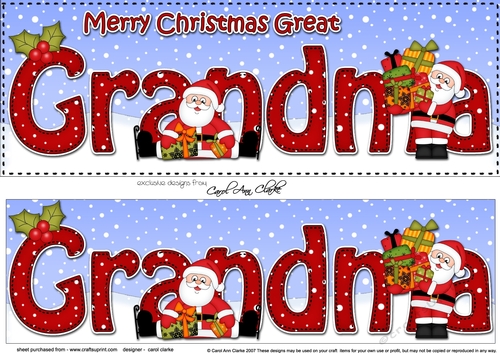 Large DL Merry Christmas GREAT GRANDMA 3D decoupage 