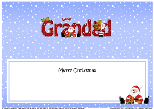 Large DL Merry Christmas GREAT GRANDAD insert
