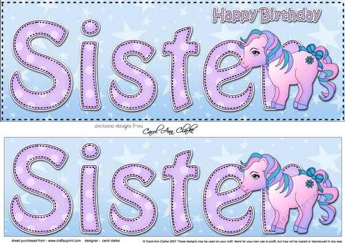 Large DL Happy Birthday SISTER 3D decoupage