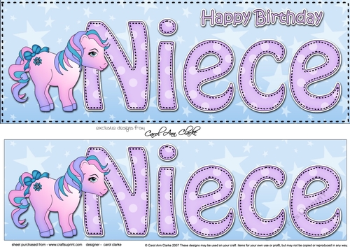 Large DL Happy Birthday NIECE 3D decoupage