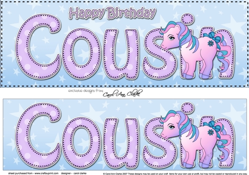 Large DL Happy Birthday COUSIN 3D decoupage