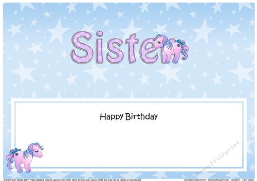 Large DL Happy Birthday SISTER insert