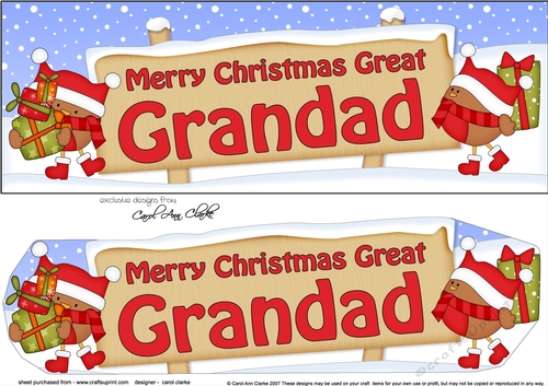 Large DL Merry Christmas GREAT GRANDAD with Robins 3D decoupage