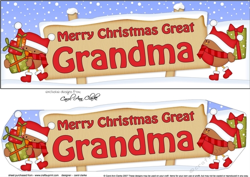 Large DL Merry Christmas GREAT GRANDMA with Robins 3D decoupage
