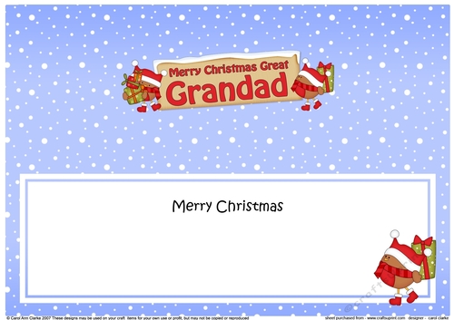 Large DL Merry Christmas GREAT GRANDAD with Robins insert