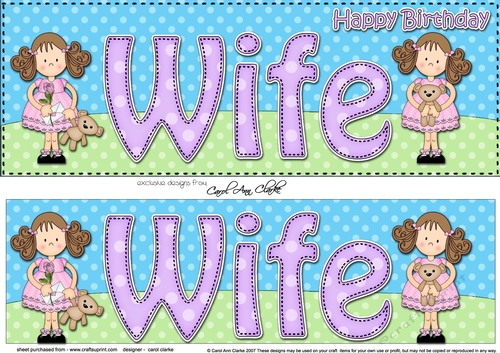 Large DL Happy Birthday WIFE 3D decoupage