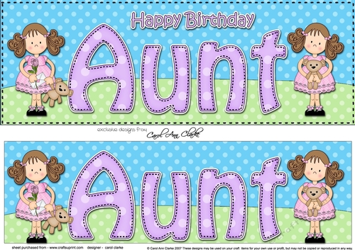 Large DL Happy Birthday AUNT 3D decoupage