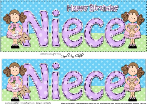 Large DL Happy Birthday NIECE 3D decoupage