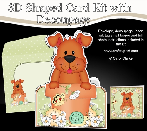 3D Shaped Card  Kit - Flowerpot Friends - Little Dog Rusty