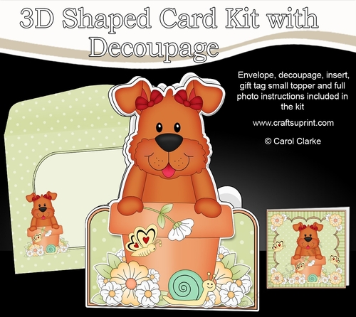 3D Shaped Card  Kit - Flowerpot Friends - Little Dog Rose