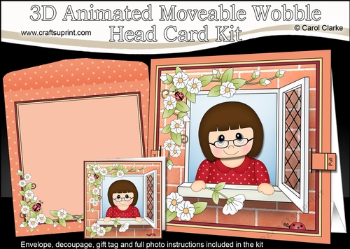 3D Animated Moveable Wobble Head Card Kit - Through the Window Young Lady Emmie