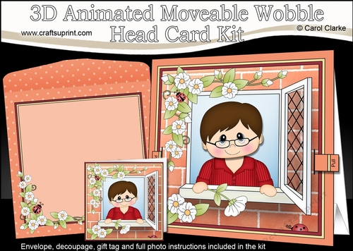 3D Animated Moveable Wobble Head Card Kit - Through the Window Young Man Donn