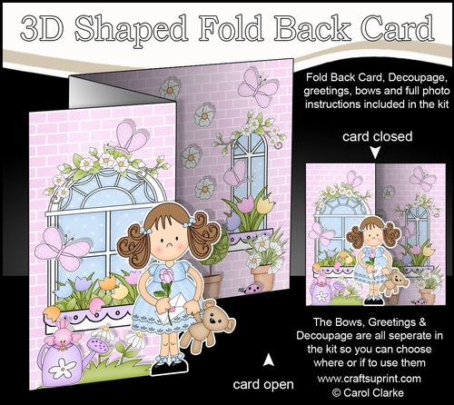 3D Shaped No-Hole Fold Back Mini Kit -  Country Cottage Girlz Zoe has a Teddy