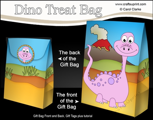 3D Gift Bag Mini Kit - Cute Little Dinosaur Denise
