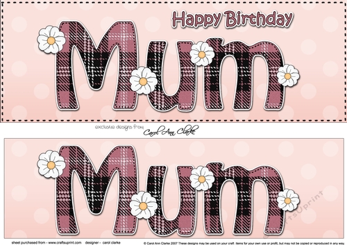 Large DL Happy Birthday MUM 3D decoupage
