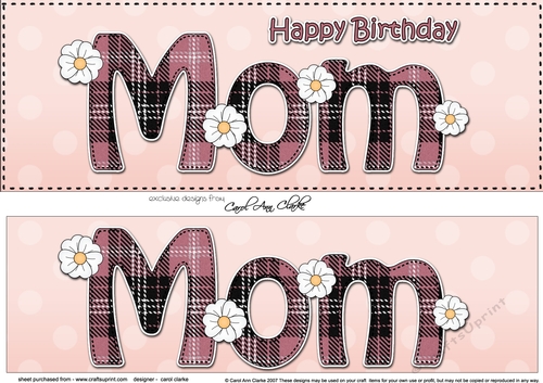 Large DL Happy Birthday MOM 3D decoupage