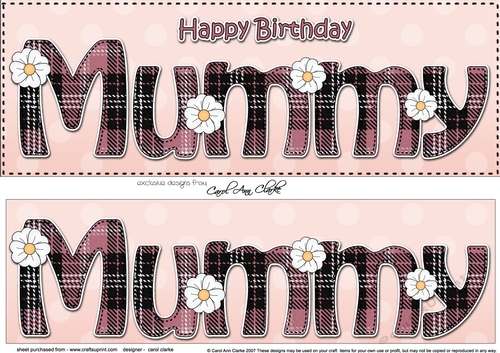 Large DL Happy Birthday MUMMY 3D decoupage