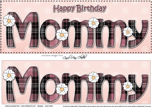 Large DL Happy Birthday MOMMY 3D decoupage