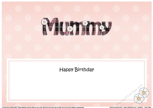 Large DL Happy Birthday MUMMY insert