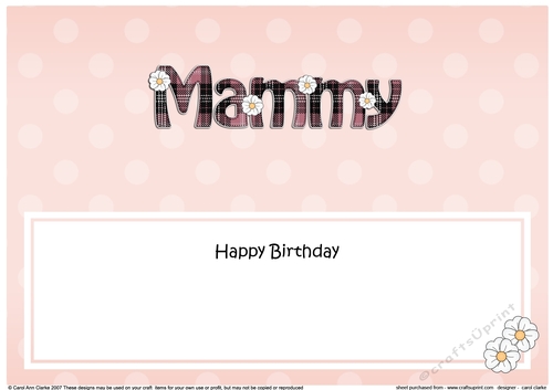 Large DL Happy Birthday MAMMY insert