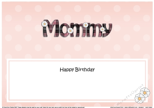Large DL Happy Birthday MOMMY insert