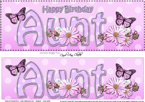 Large DL Happy Birthday AUNT 3D decoupage