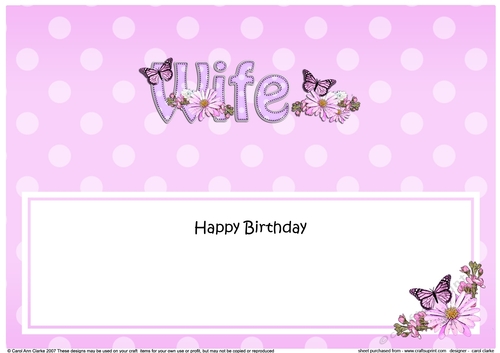 Large DL Happy Birthday WIFE insert