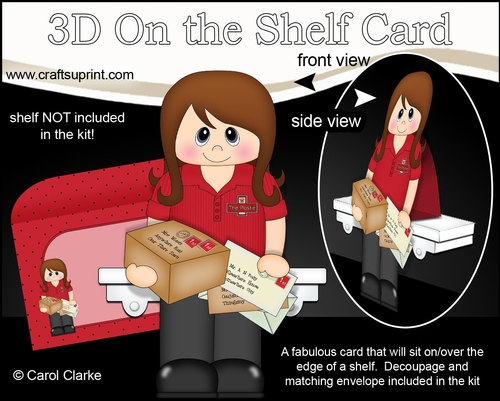 3D On the Shelf Card Kit - Little Postie Angela