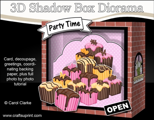 3D Shadow Box Card Mini Kit  -  The Cherry on Top Fondant Fancy Cake Shop