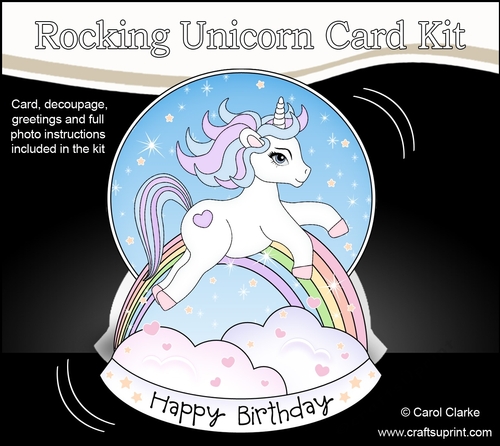 3D Shaped Rocking Card Mini Kit  -  Cute Little Unicorn Magic
