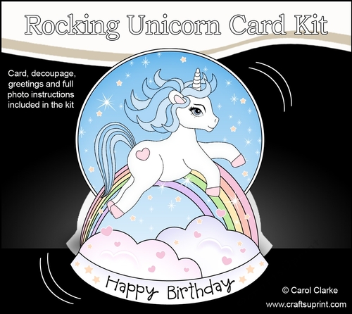 3D Shaped Rocking Card Mini Kit  -  Cute Little Unicorn Blueberry