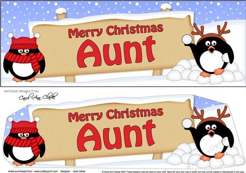 Large DL Merry Christmas AUNT with Penguins 3D decoupage