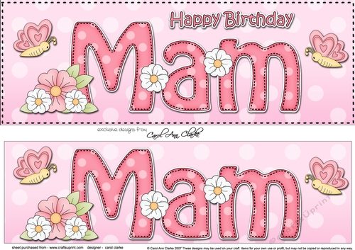 Large DL Happy Birthday MAM 3D decoupage