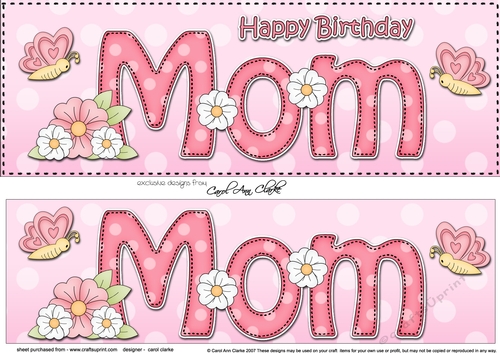Large DL Happy Birthday MOM 3D decoupage