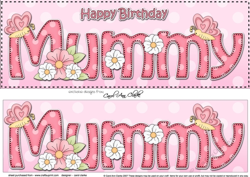 Large DL Happy Birthday MUMMY 3D decoupage
