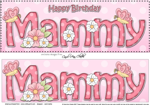 Large DL Happy Birthday MAMMY 3D decoupage