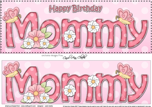 Large DL Happy Birthday MOMMY 3D decoupage