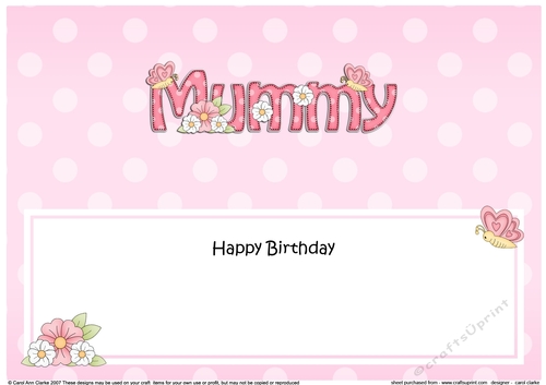 Large DL Happy Birthday MUMMY insert