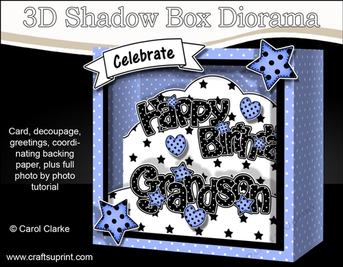 3D Diorama Shadow Box Word Card Mini Kit  -  Happy Birthday GRANDSON