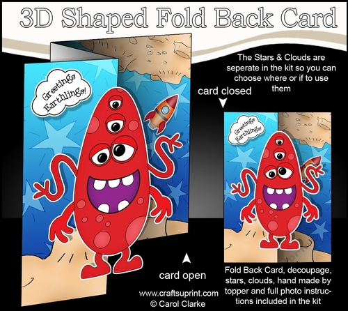 3D Shaped No-Hole Fold Back Mini Kit -  Cute Alien Vaef
